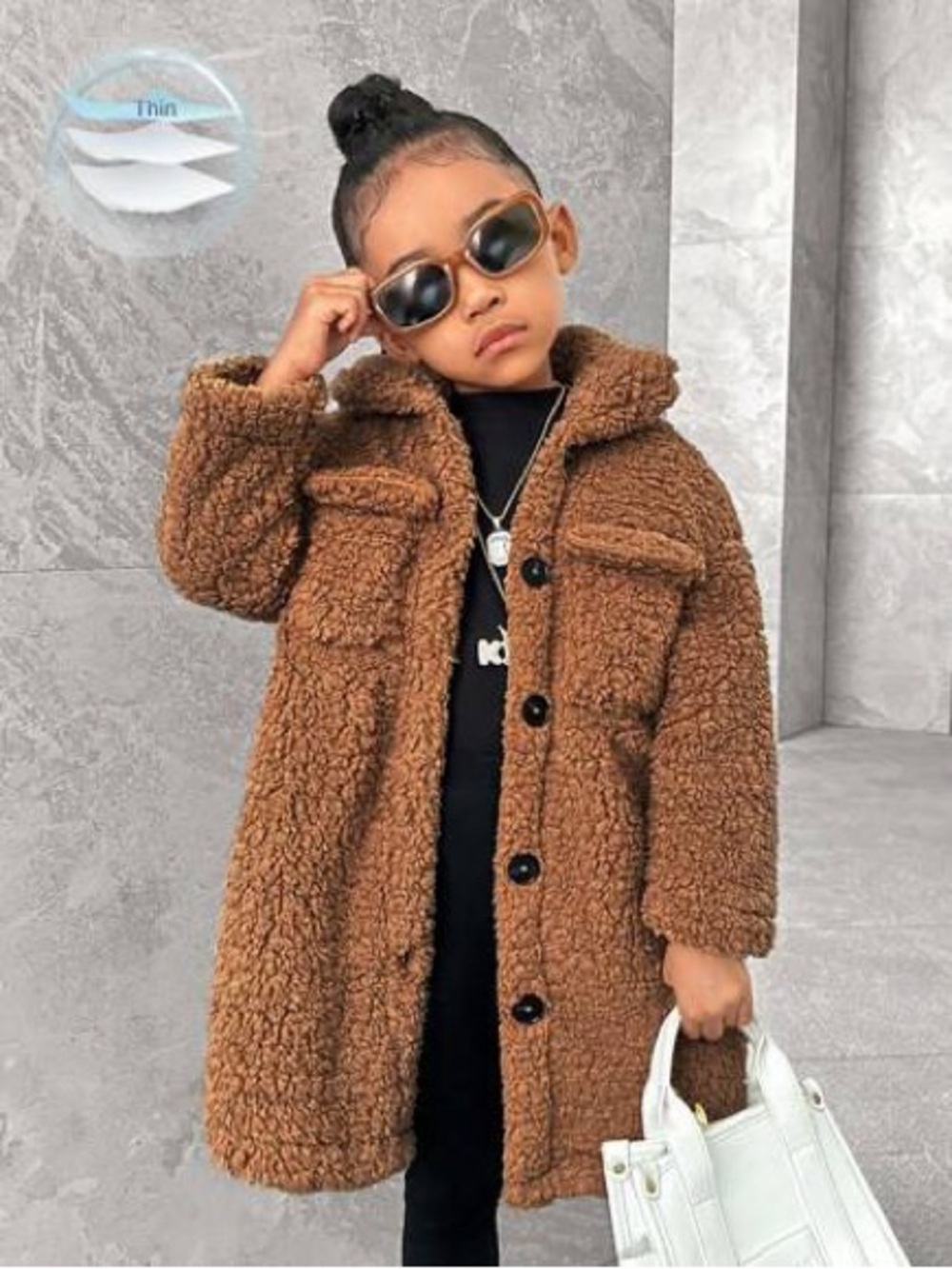 SHEIN kids girls jacket Tan Sherpa size‎ 4Y